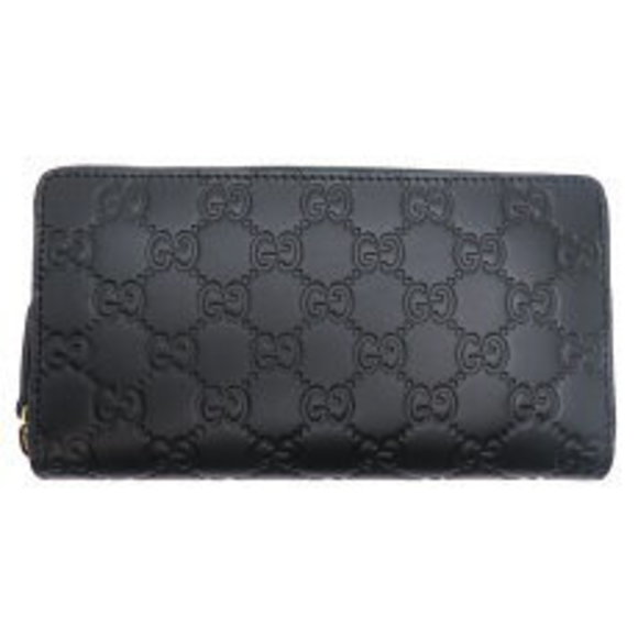 Gucci Black Shimmer Wallet Long ssima Zip Leather - Picture 1 of 9